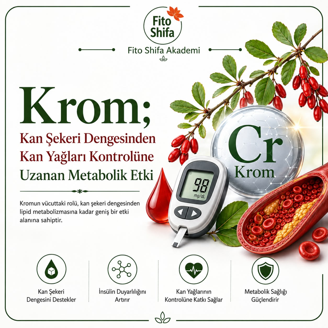 Krom: Glikoz Metabolizmasından Kan Yağları Kontrolüne Uzanan Metabolik Etki